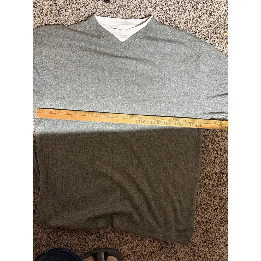 Haggar Sweater Mens Large Green Long Sleeve Ribbed V-Neck 90s Style Preppy